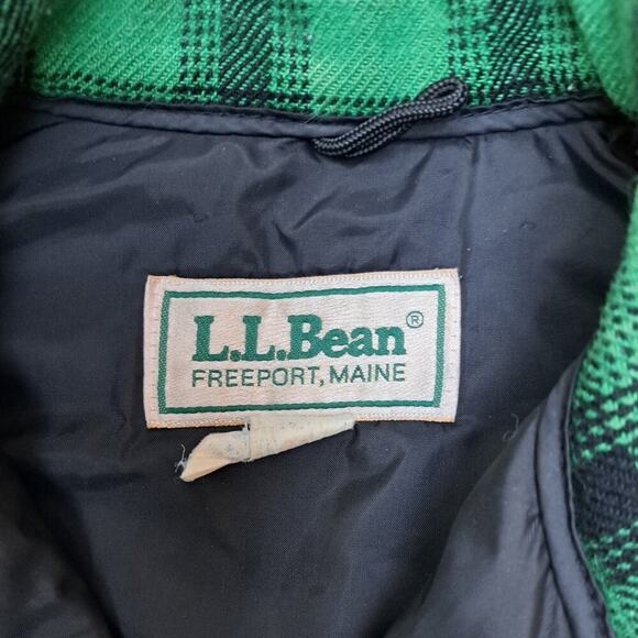 VINTAGE L.L. BEAN BUFFALO PLAID GREEN COAT LARGE 85% WOOL WOMEN - Picture 9 of 12